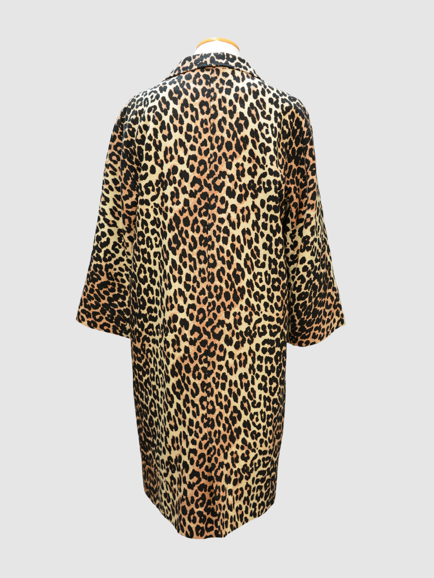 Schwarz-beiger Leoparden-Übergangsmantel von Ganni
