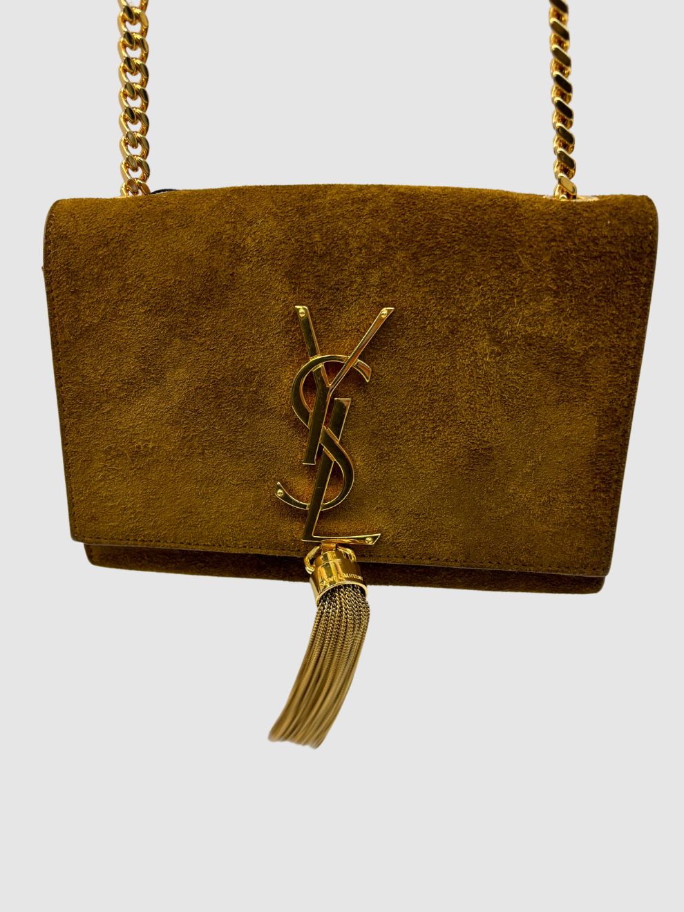 Kamelfarbene Schultertasche Kate Monogramme von Saint Laurent