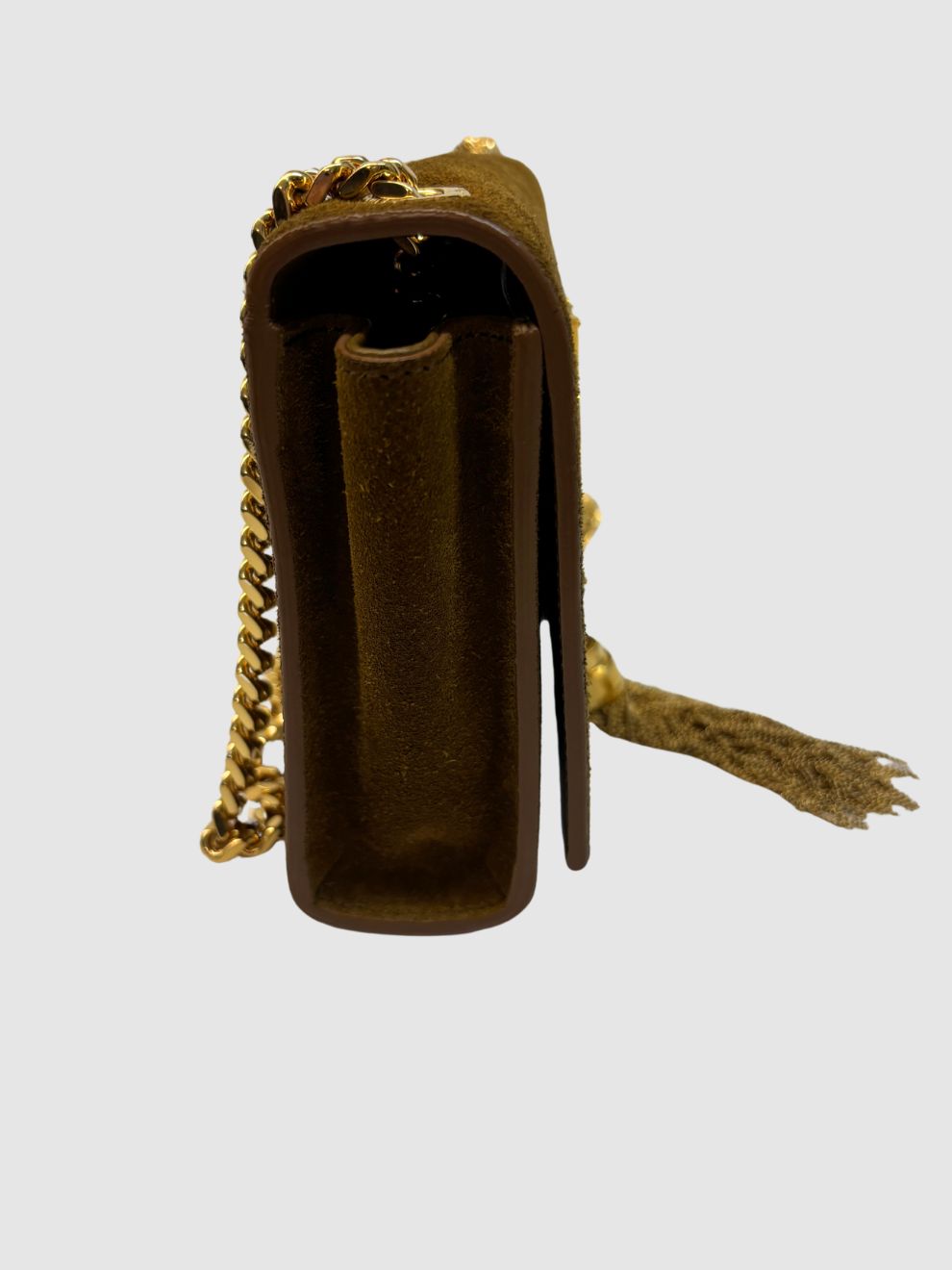 Kamelfarbene Schultertasche Kate Monogramme von Saint Laurent