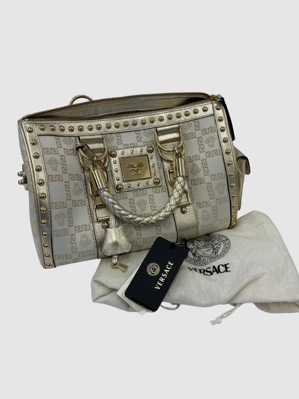 Weiße-goldfarbene ICON Bag von Versace