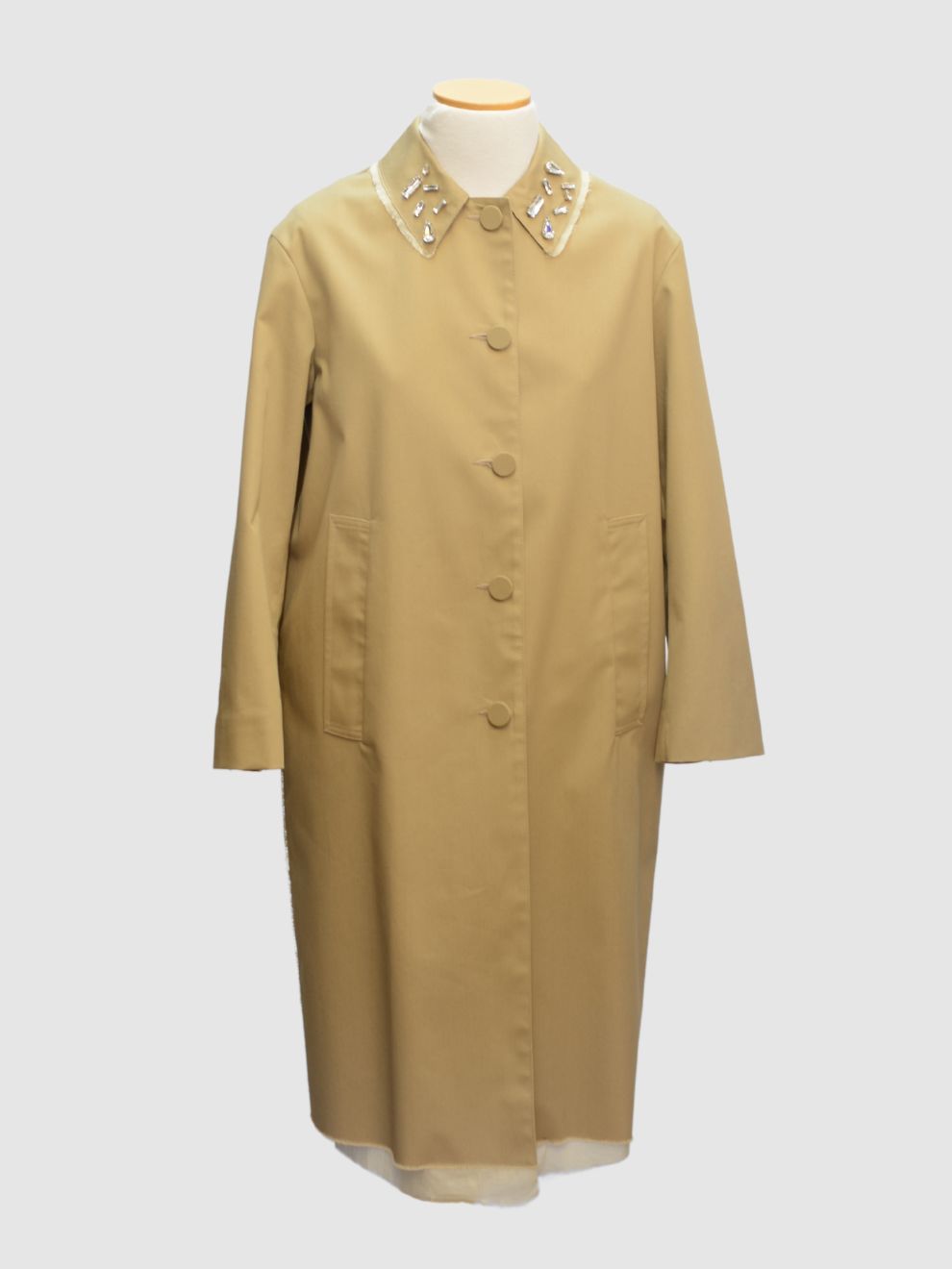 Beiger Trenchcoat mit Glitzersteinen von Solleciti