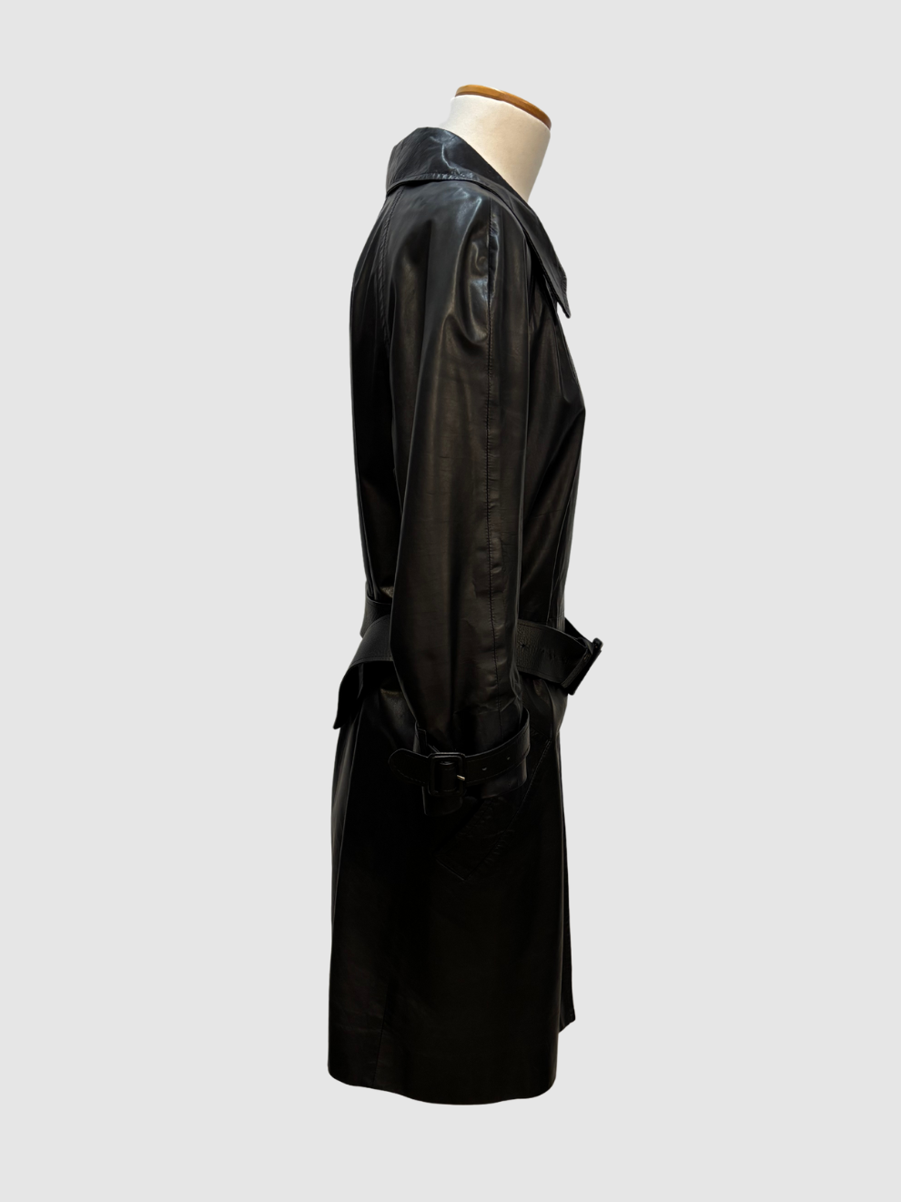 Schwarzer Ledermantel von Prada