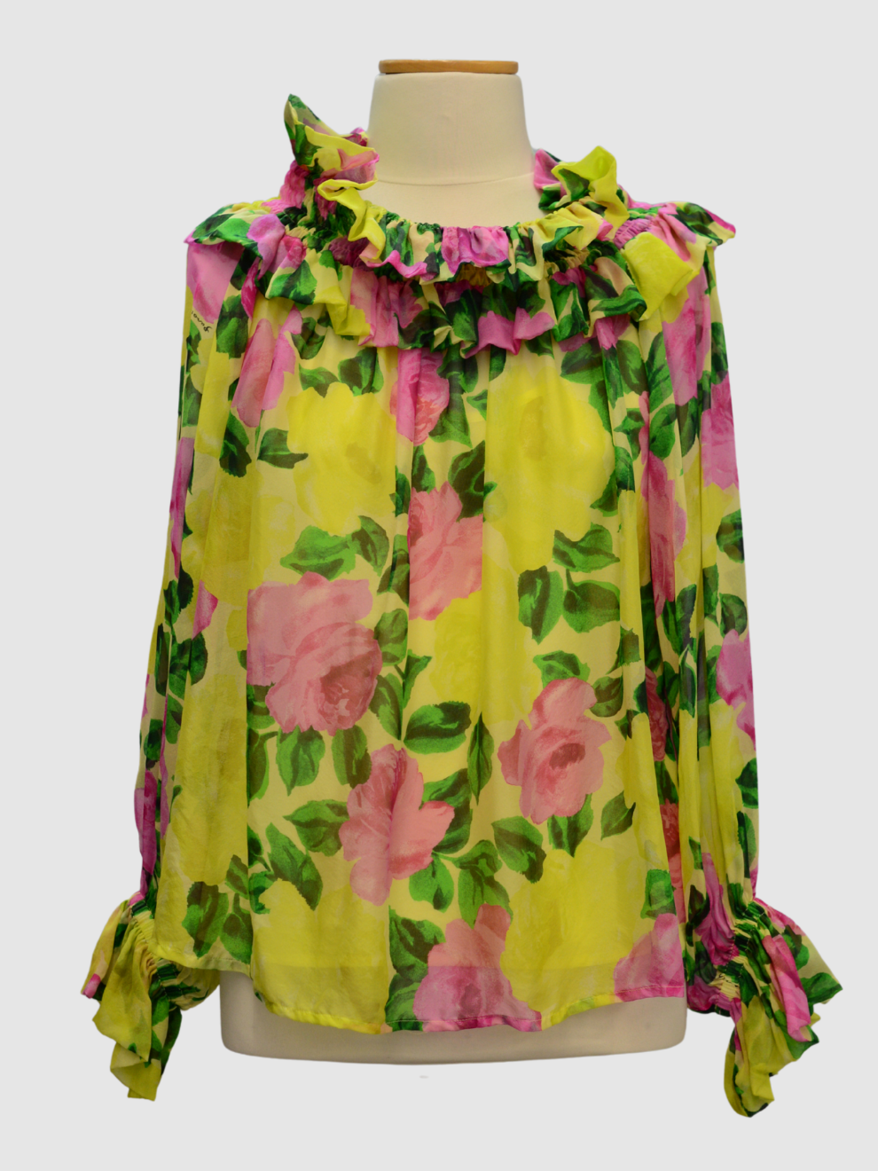 Gelbe pink-grün geprintete Bluse von Parosh