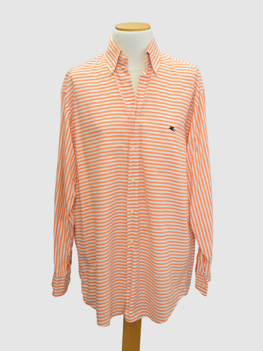 Orange-weiß gestreifte Oversize-Bluse von Etro