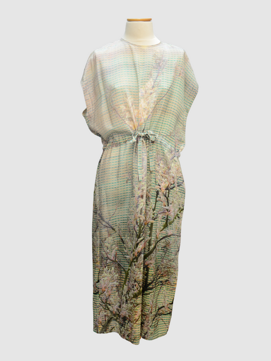 Pastellig floral geprintetes Seidenkleid von Anntian