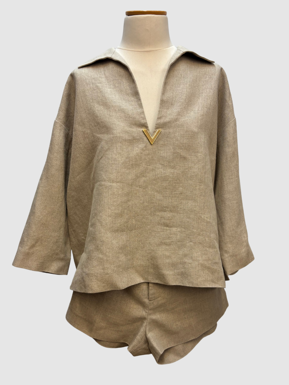 Beiges Leinentop von Valentino