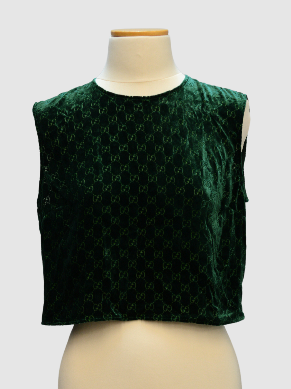 Smaragdgrünes cropped Samt-Top von Gucci