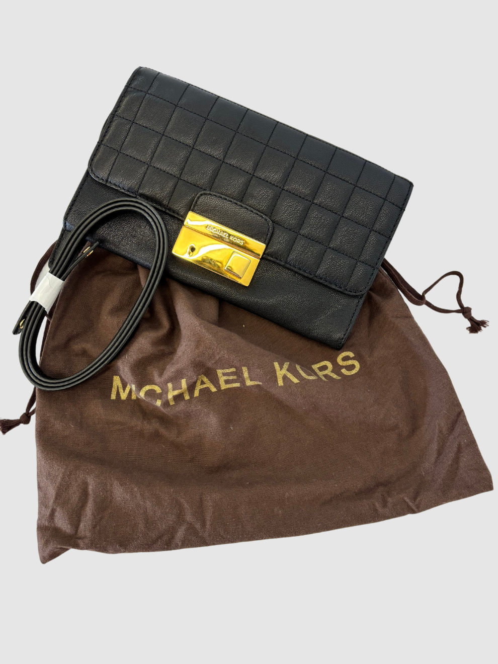 Schwarze gesteppte Leder-Clutch von Michael Kors