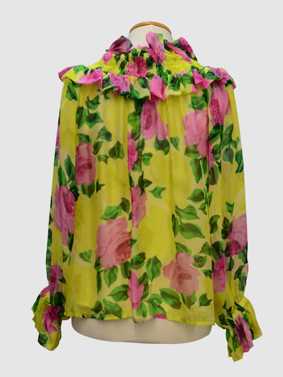 Gelbe pink-grün geprintete Bluse von Parosh