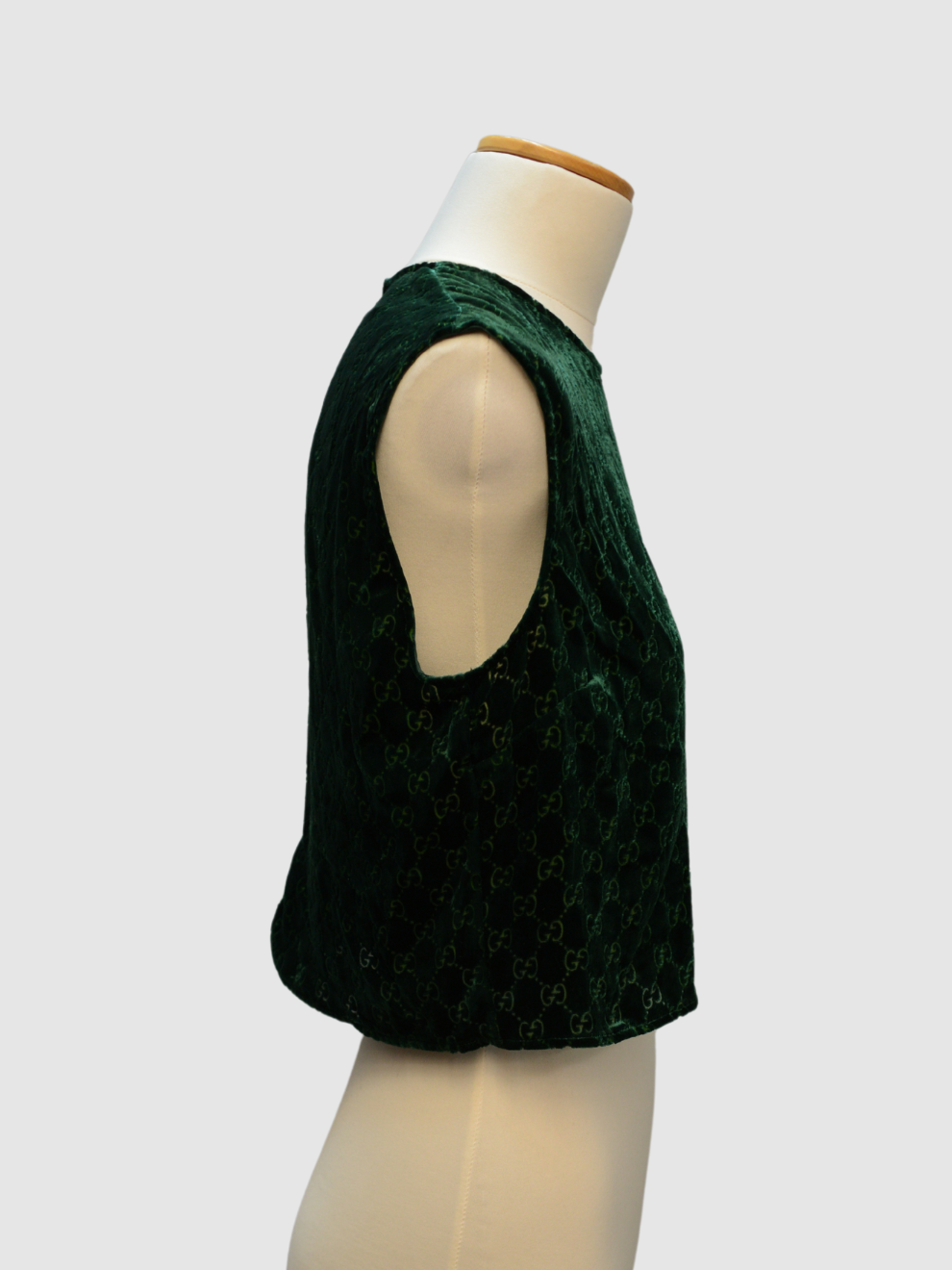 Smaragdgrünes cropped Samt-Top von Gucci