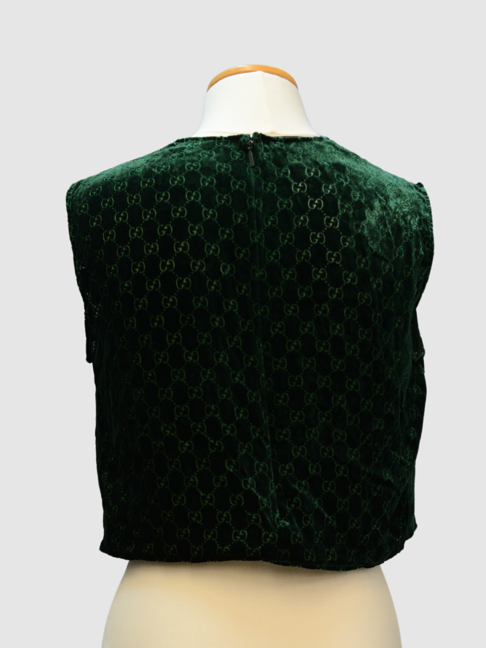 Smaragdgrünes cropped Samt-Top von Gucci