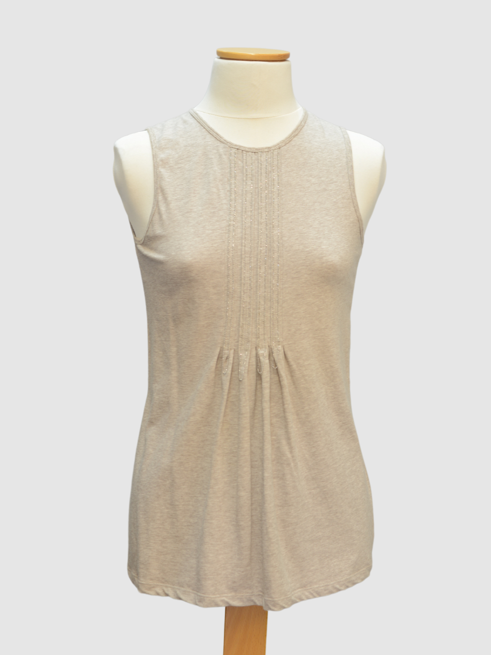 Greiges Tanktop mit Mini-Glitzer-Streifen von Brunello Cucinelli