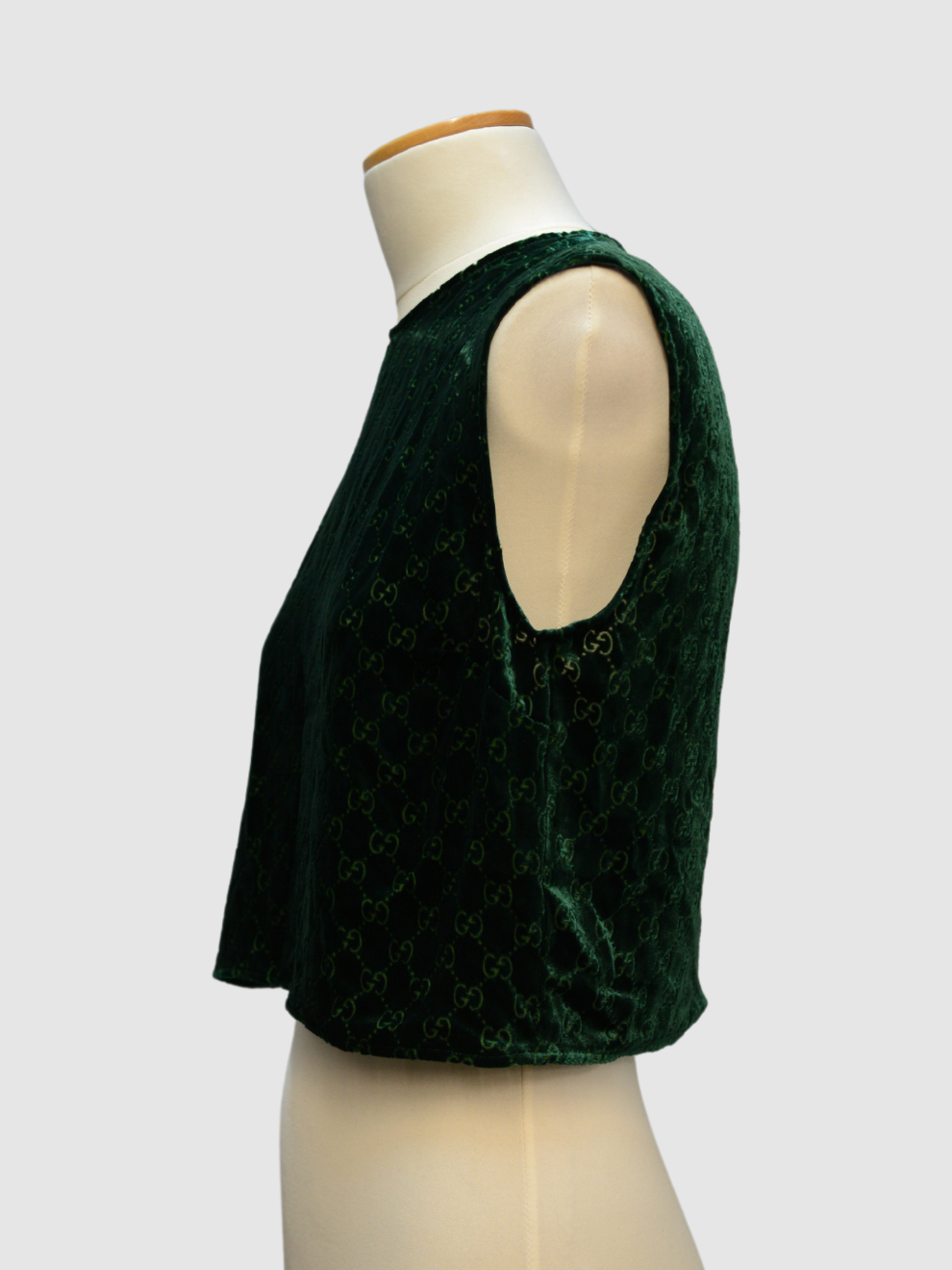 Smaragdgrünes cropped Samt-Top von Gucci