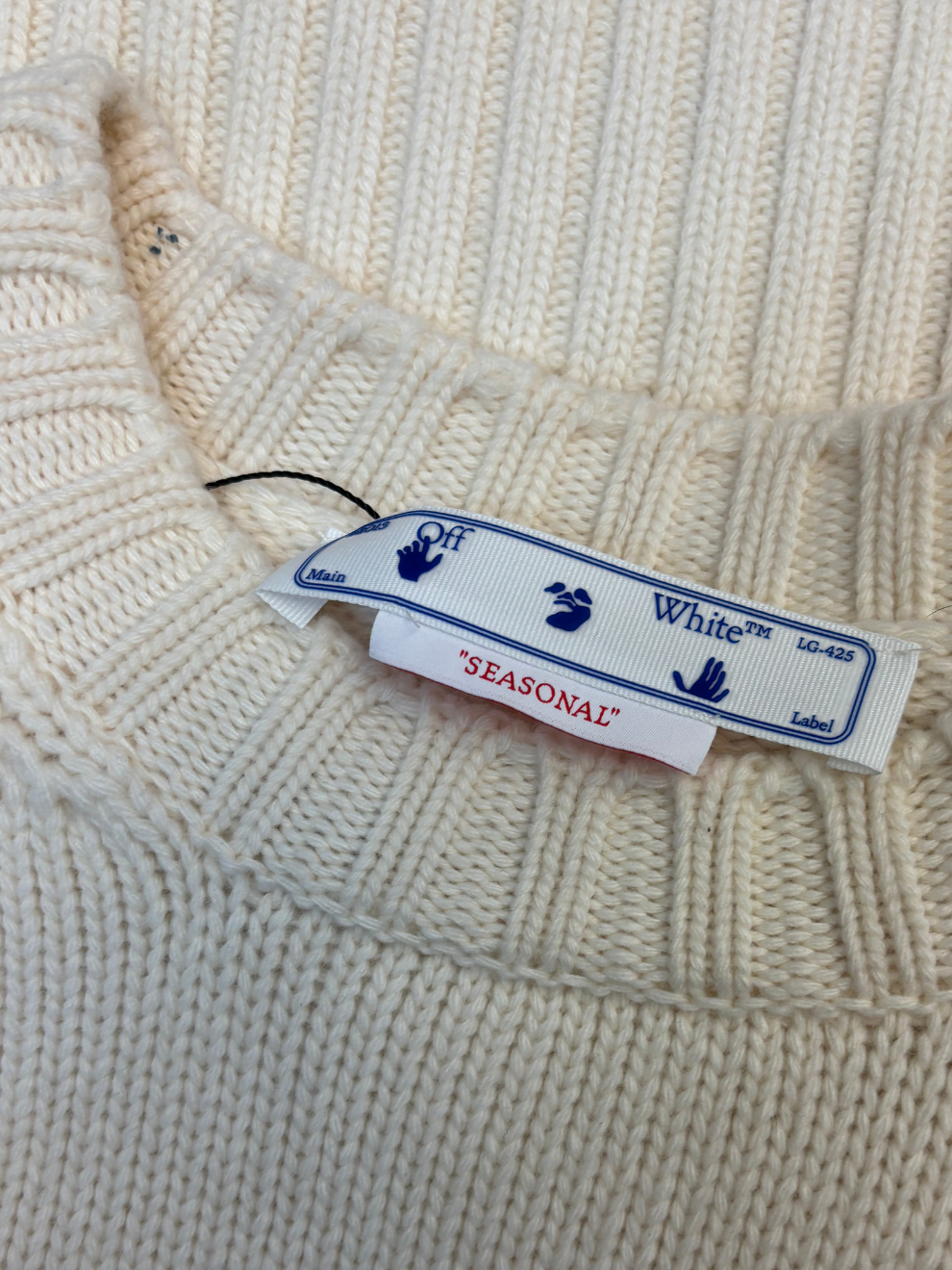 Cremefarbener Strickpullover Intarsia von Off-White