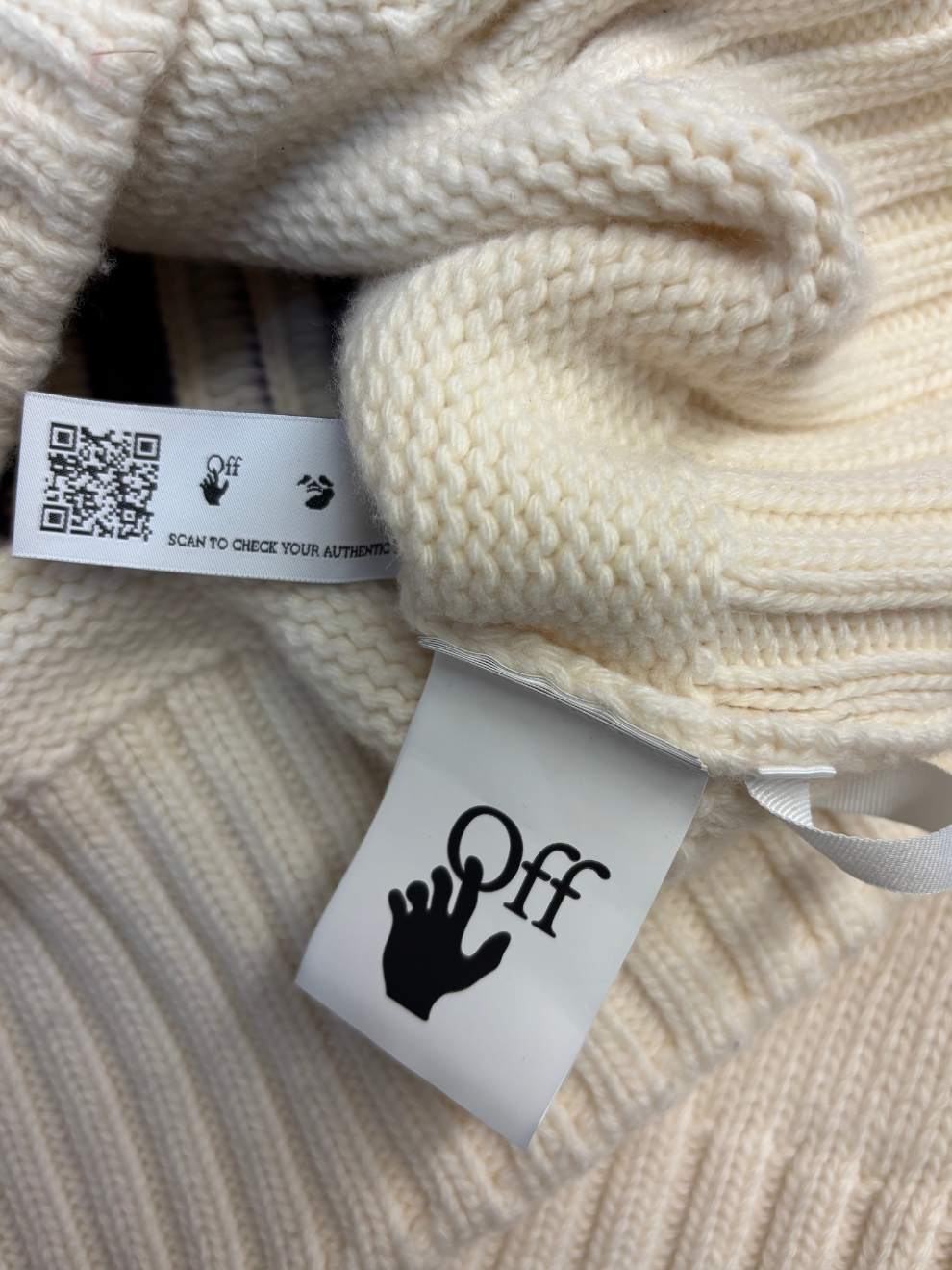 Cremefarbener Strickpullover Intarsia von Off-White