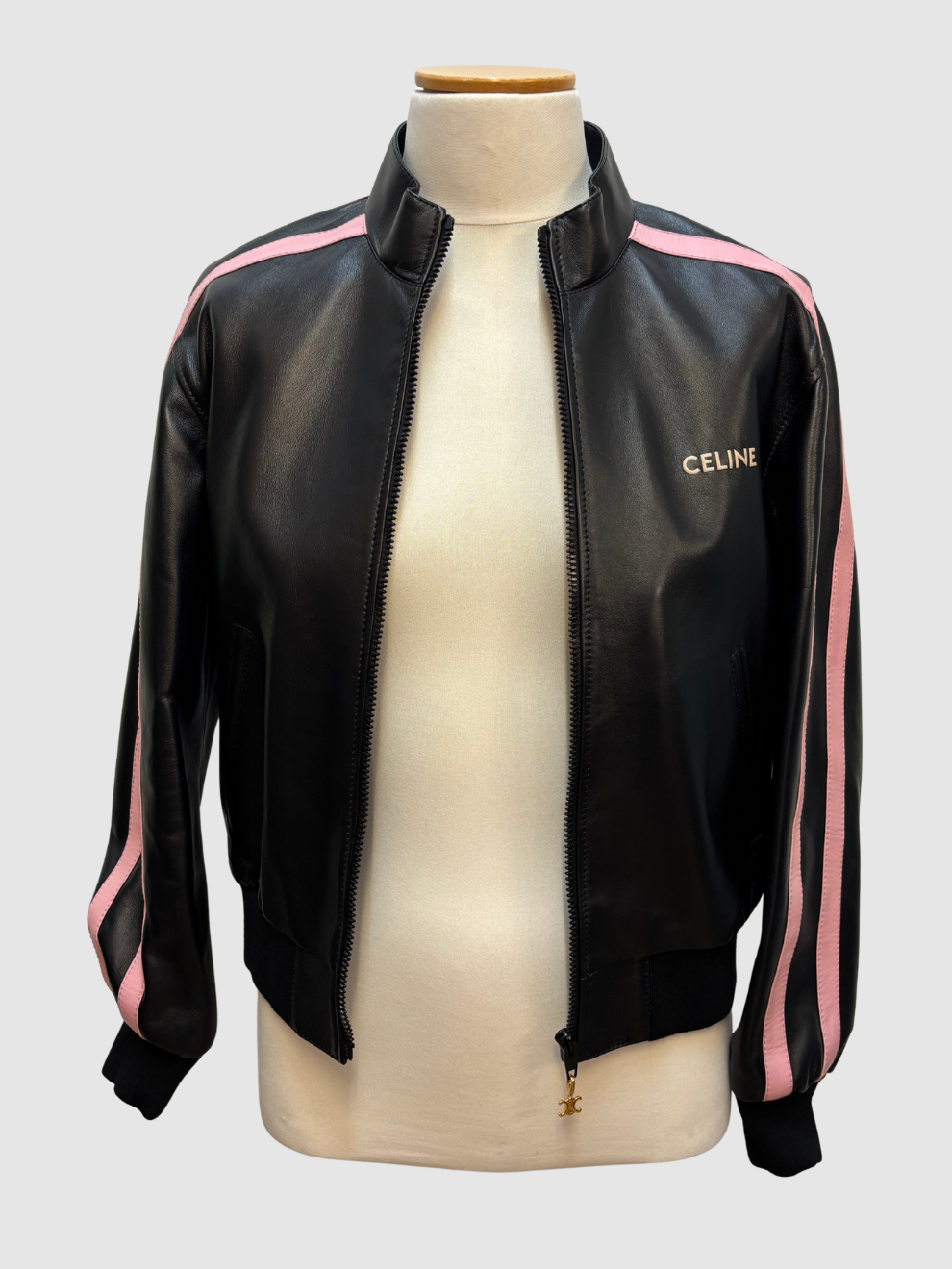 Schwarzer Leder-Blouson von Celine