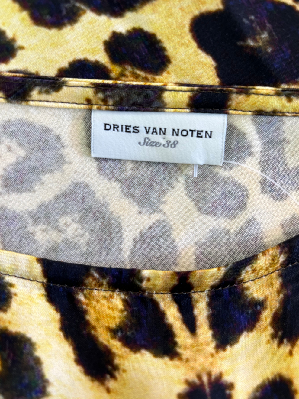 Gelb-braunes Leoparden-Top von Dries Van Noten