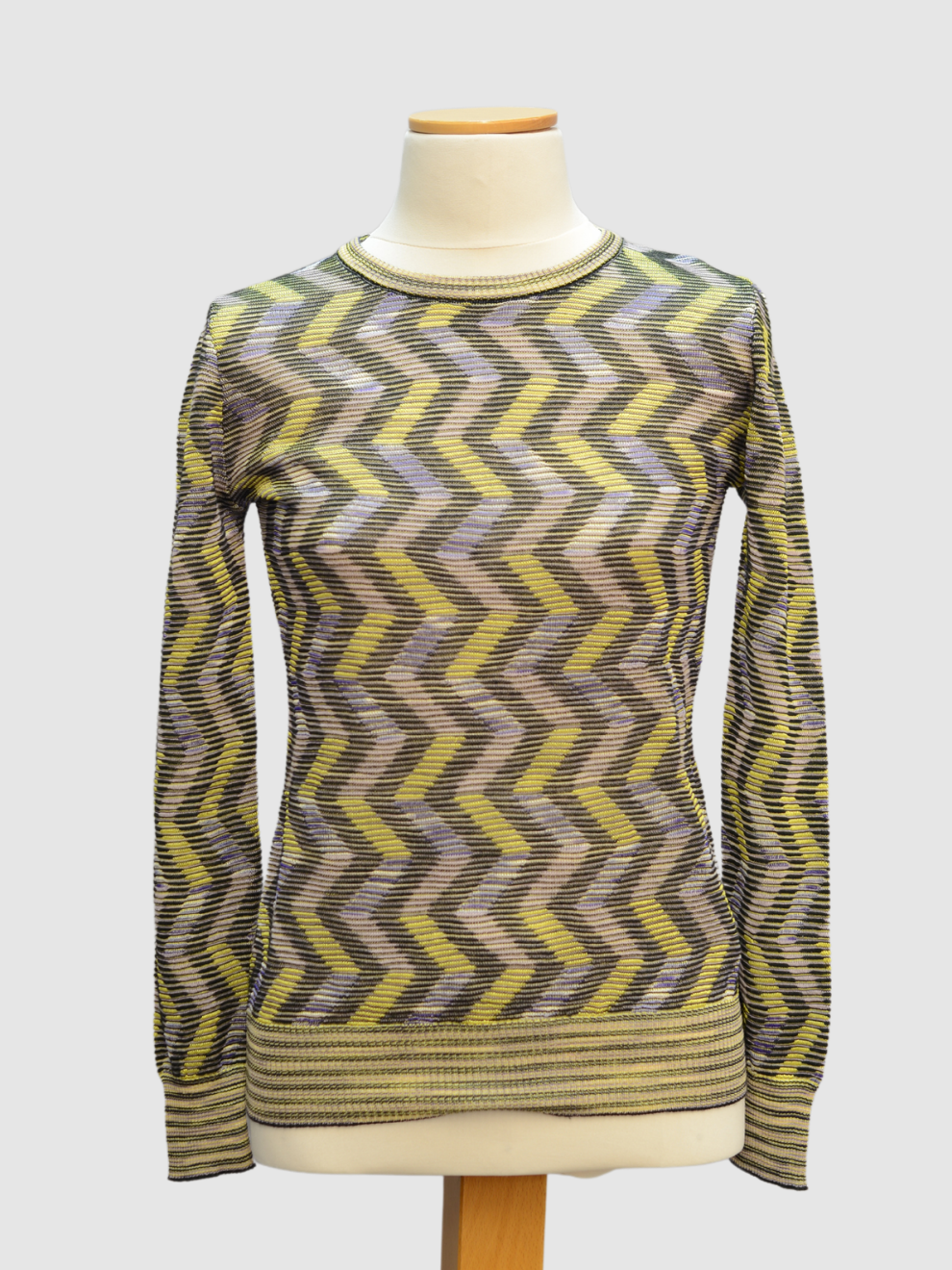 Gelb-lila-schwarzes Langarm-Top von Missoni