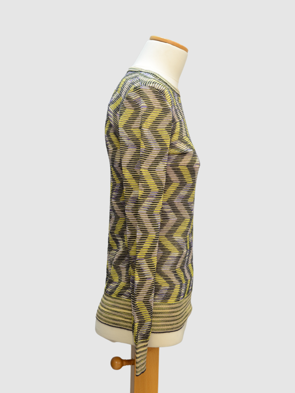 Gelb-lila-schwarzes Langarm-Top von Missoni