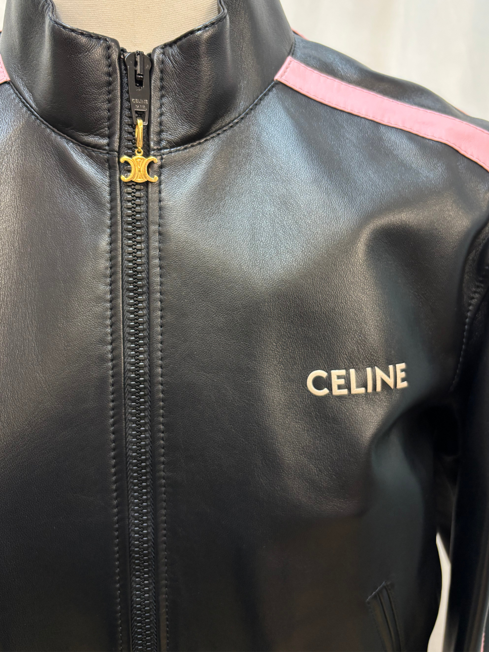 Schwarzer Leder-Blouson von Celine