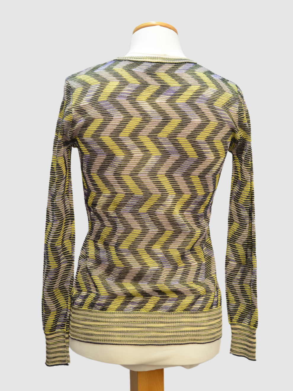Gelb-lila-schwarzes Langarm-Top von Missoni