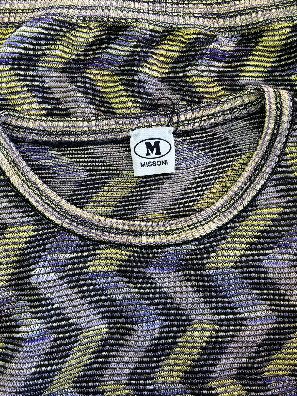 Gelb-lila-schwarzes Langarm-Top von Missoni