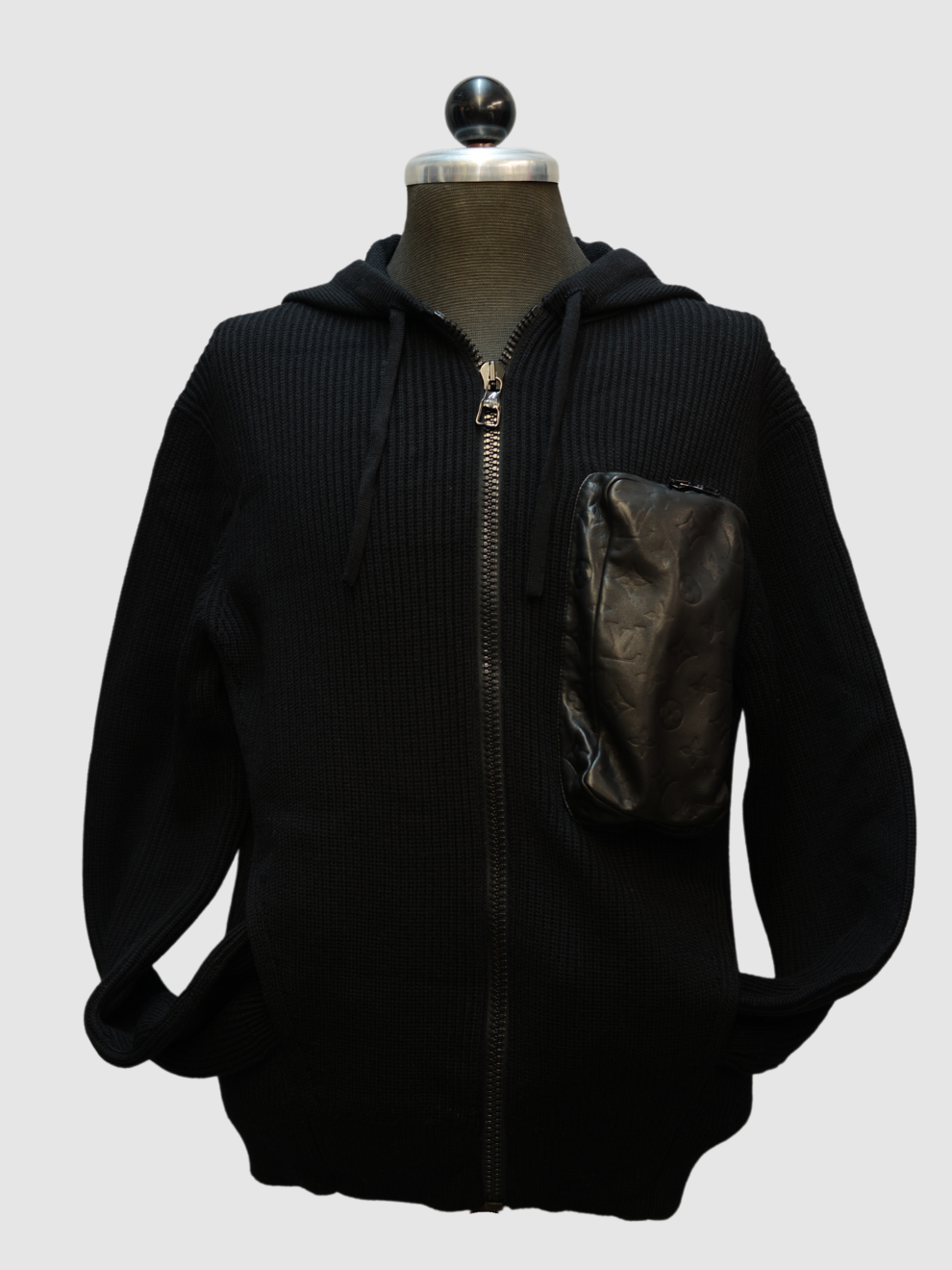 Herren-Strickjacke mit Lederpocket von Louis Vuitton