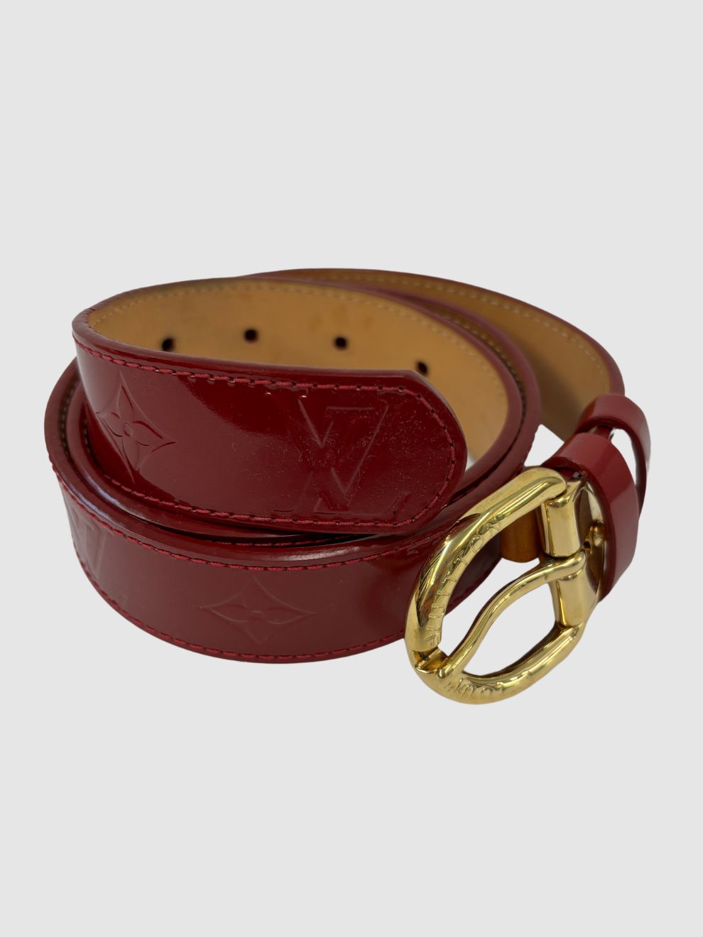 Roter Lackleder-Gürtel von Louis Vuitton