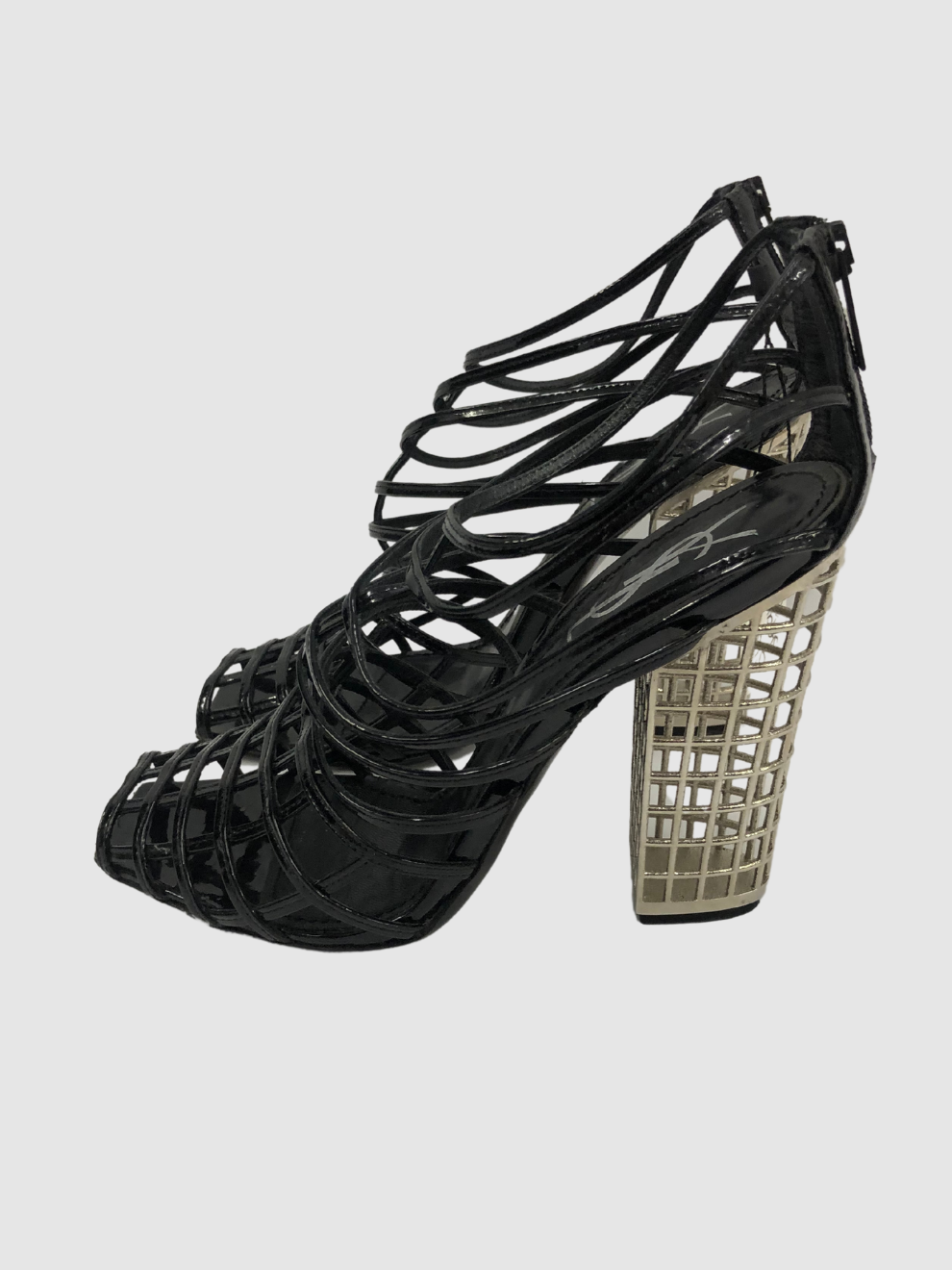 Schwarze Cage 110 Ankle-Peeptoes von Yves Saint Laurent
