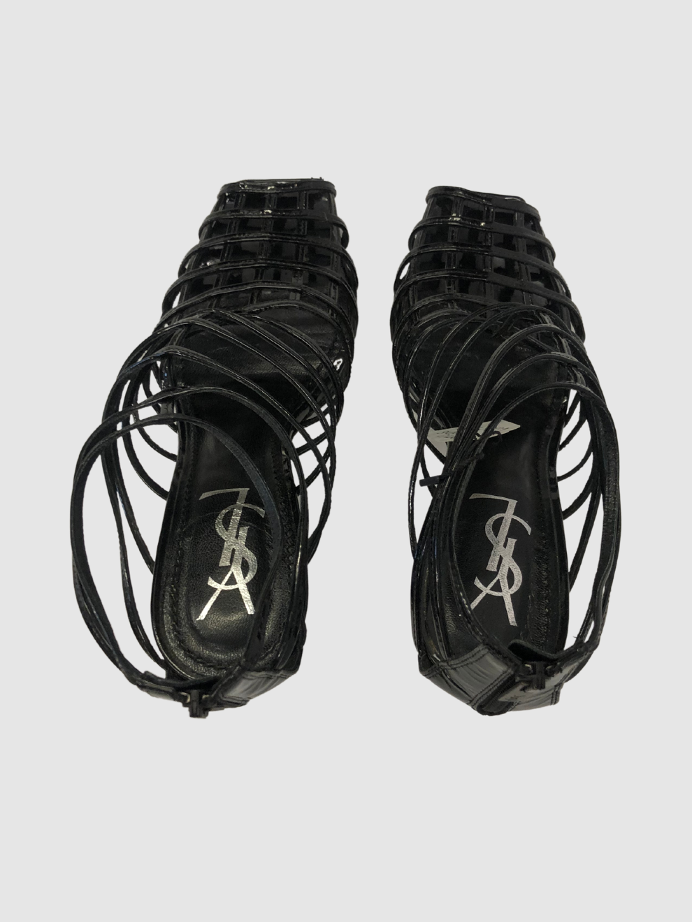 Schwarze Cage 110 Ankle-Peeptoes von Yves Saint Laurent