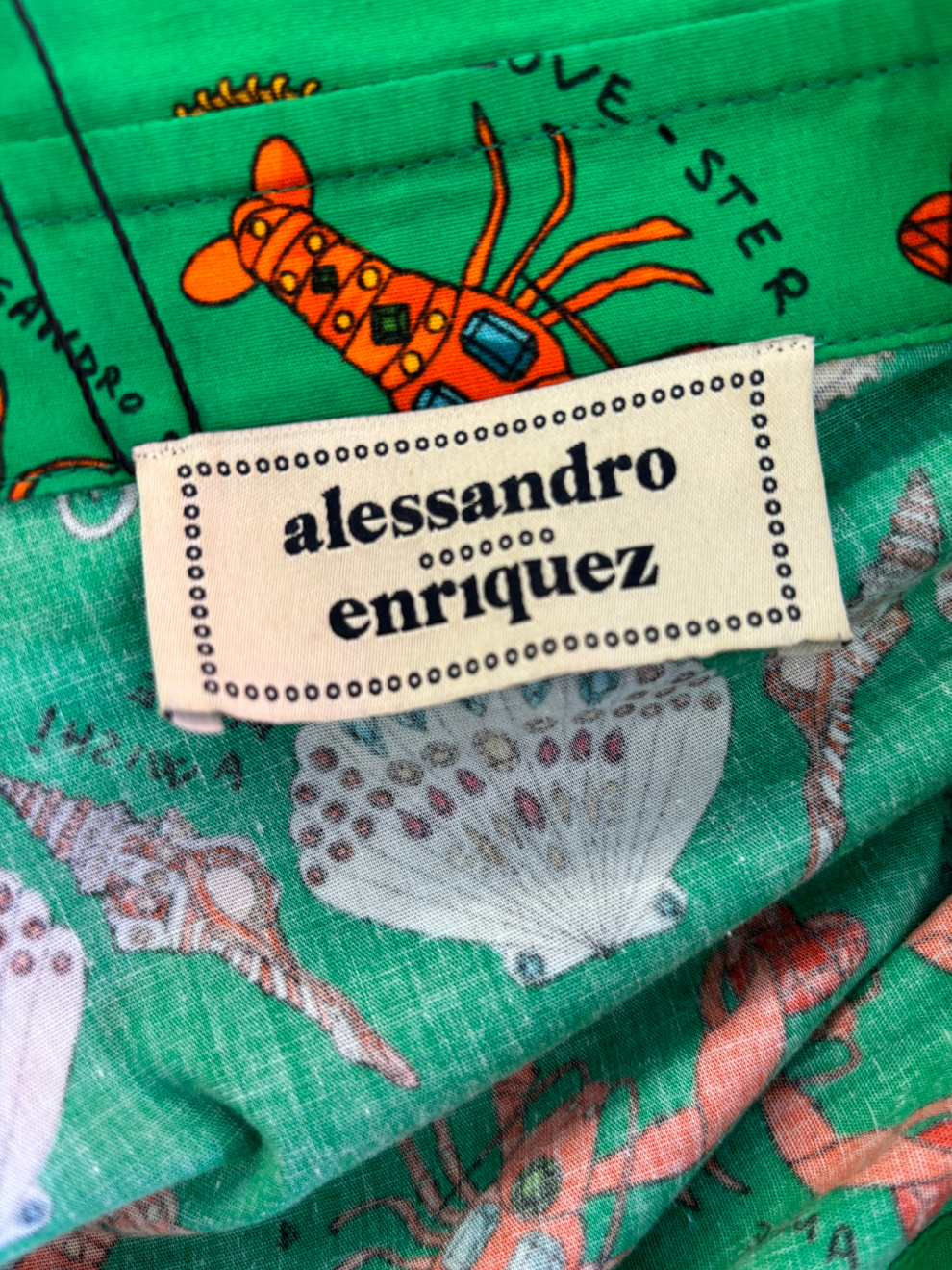 Grüne Bluse mit maritimem Print von Alessandro Enriquez