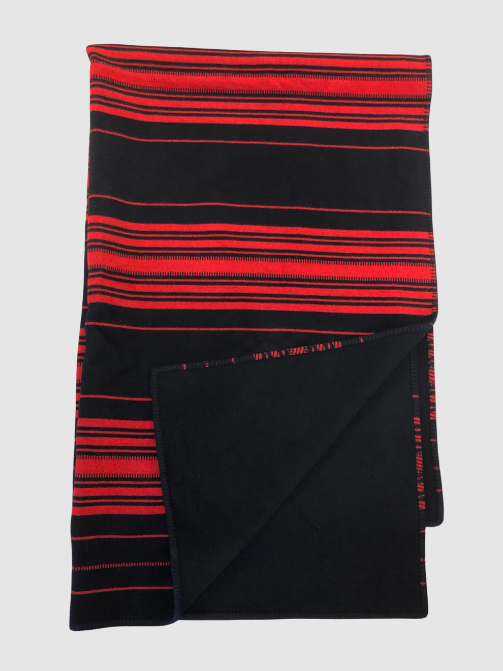 Rot-schwarz gestreifte Woll-Kaschmir-Decke von Loewe
