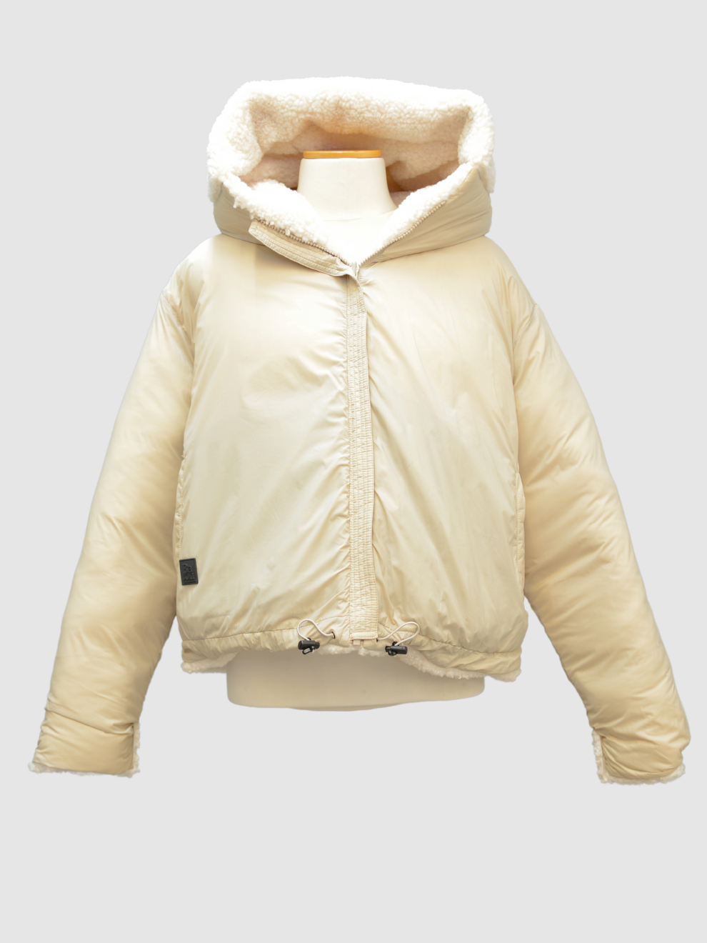 Cremeweiße Teddy-Wendejacke von Bacon