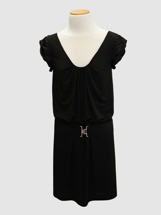 Schwarzes Kleid mit Gürtel von Alberta Ferretti