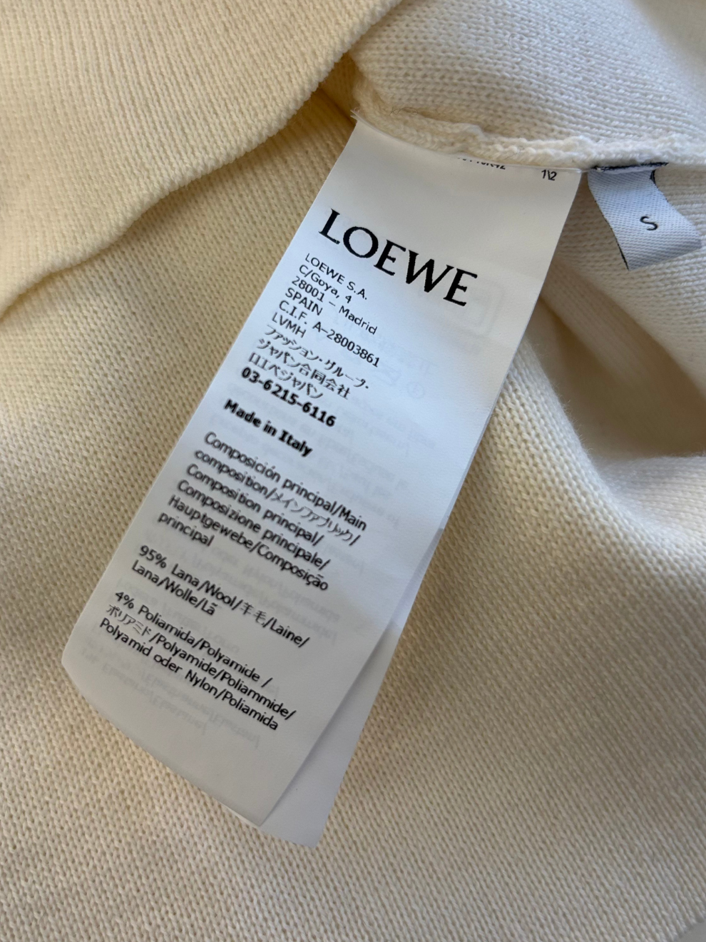 Cremeweißer Hoodie-Zipper von Loewe