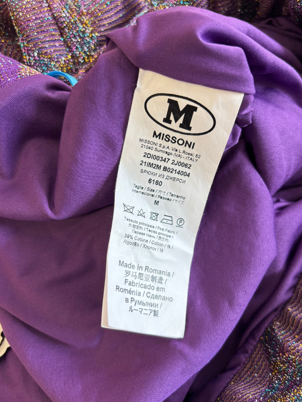 Lila glitzernde Hose von Missoni Collection