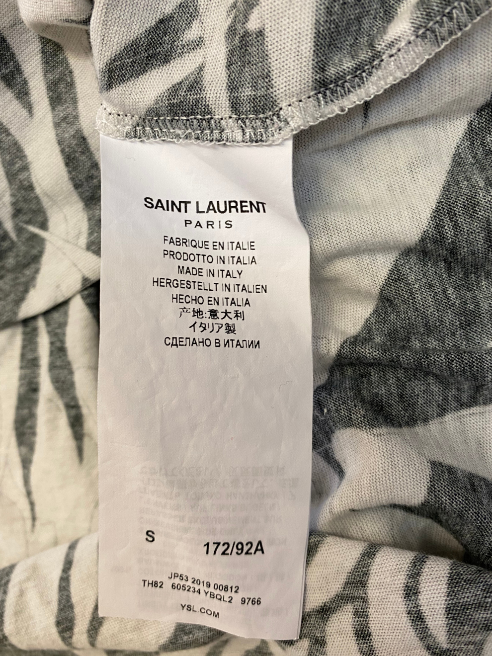 Schwarz-weiß geprintetes T-Shirt von Saint Laurent