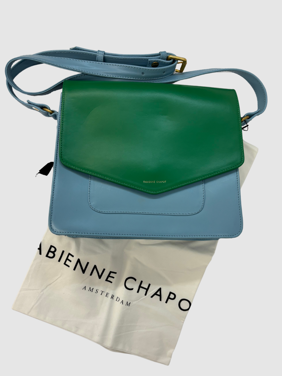 Grün-hellblaue Crossbody-Tasche von Fabienne Chapot