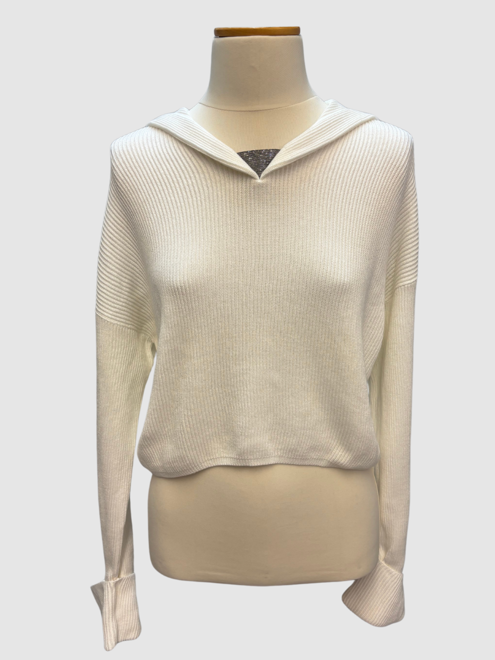 Weißer cropped Hoodie von Brunello Cucinelli