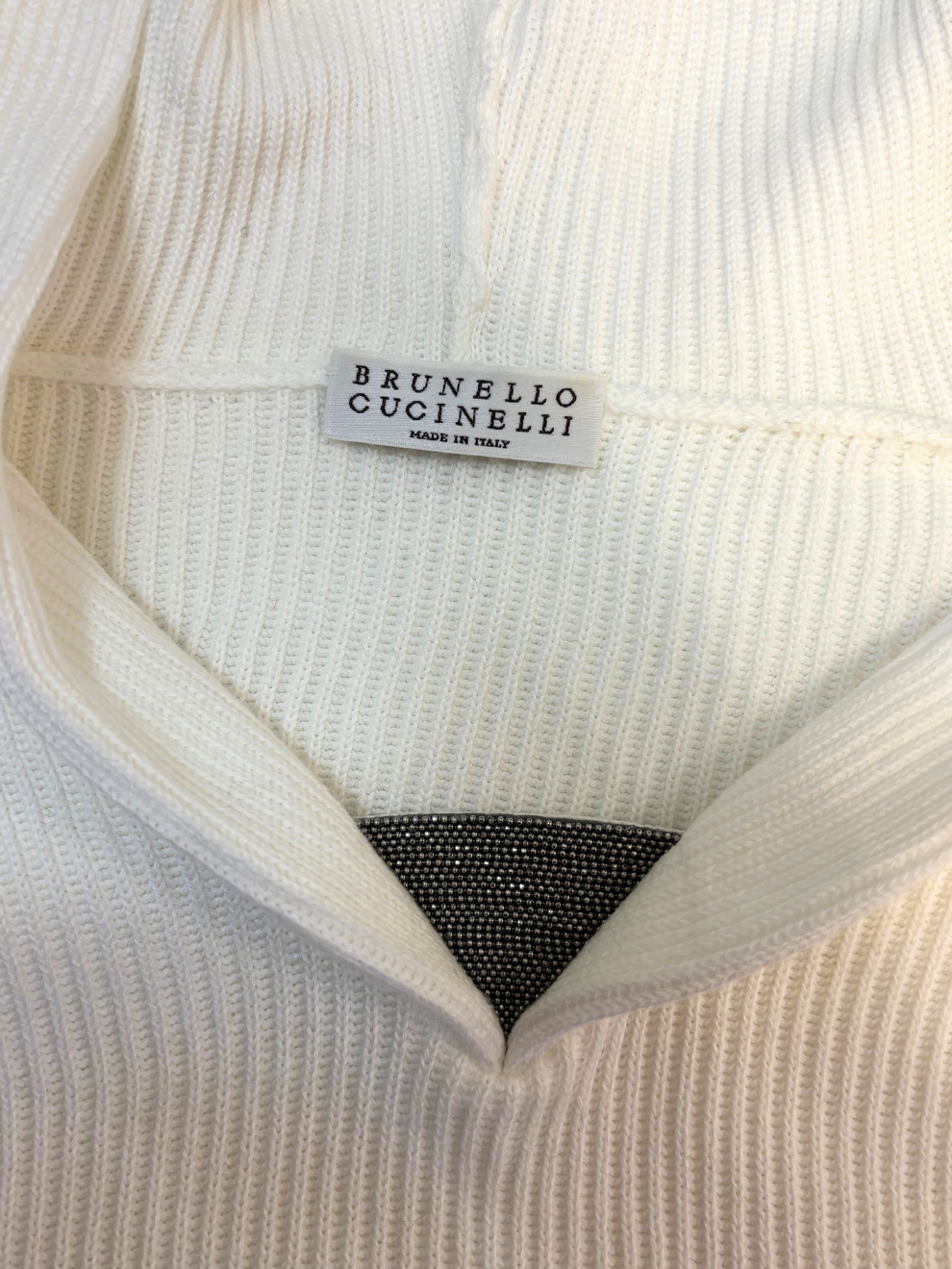 Weißer cropped Hoodie von Brunello Cucinelli