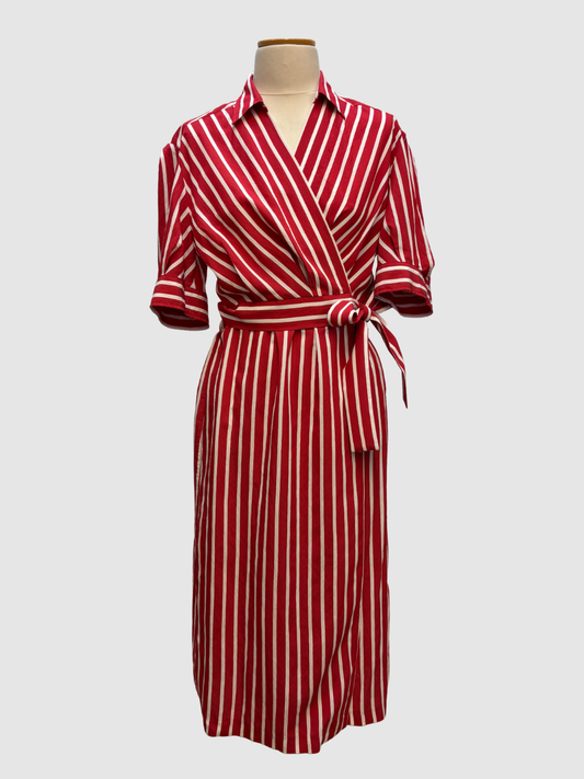 Rot-weiß gestreiftes Wickelkleid von Sandro