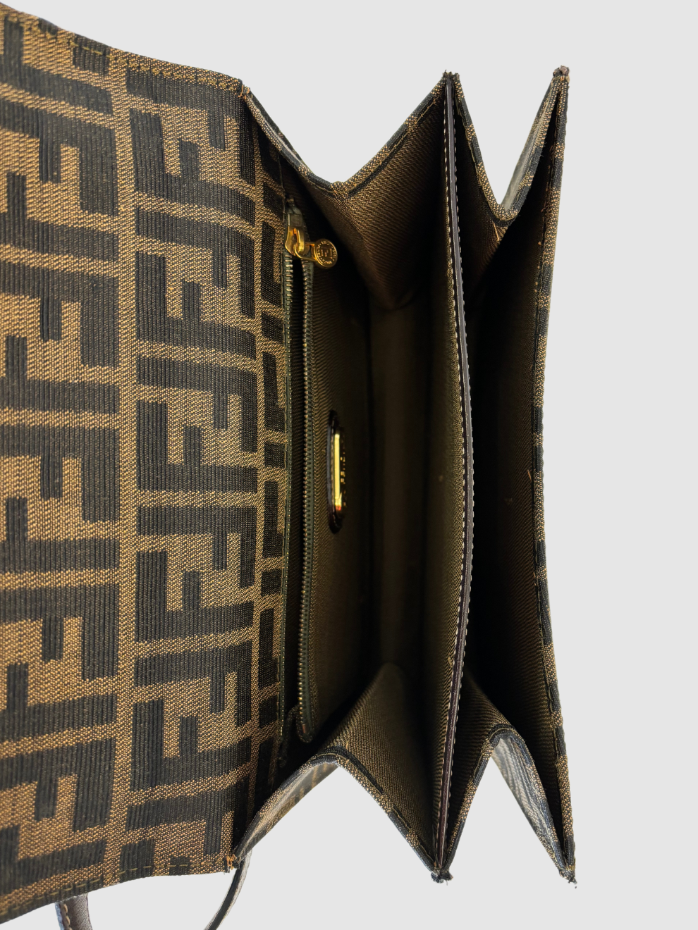 Braune Canvas Cross Body Bag mit FF-Stick von Fendi