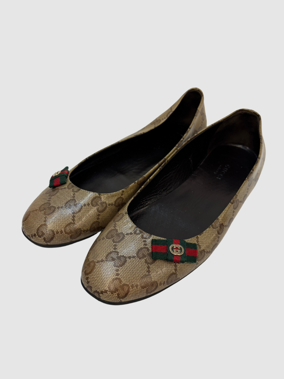 Braune GG Ballerinas von Gucci