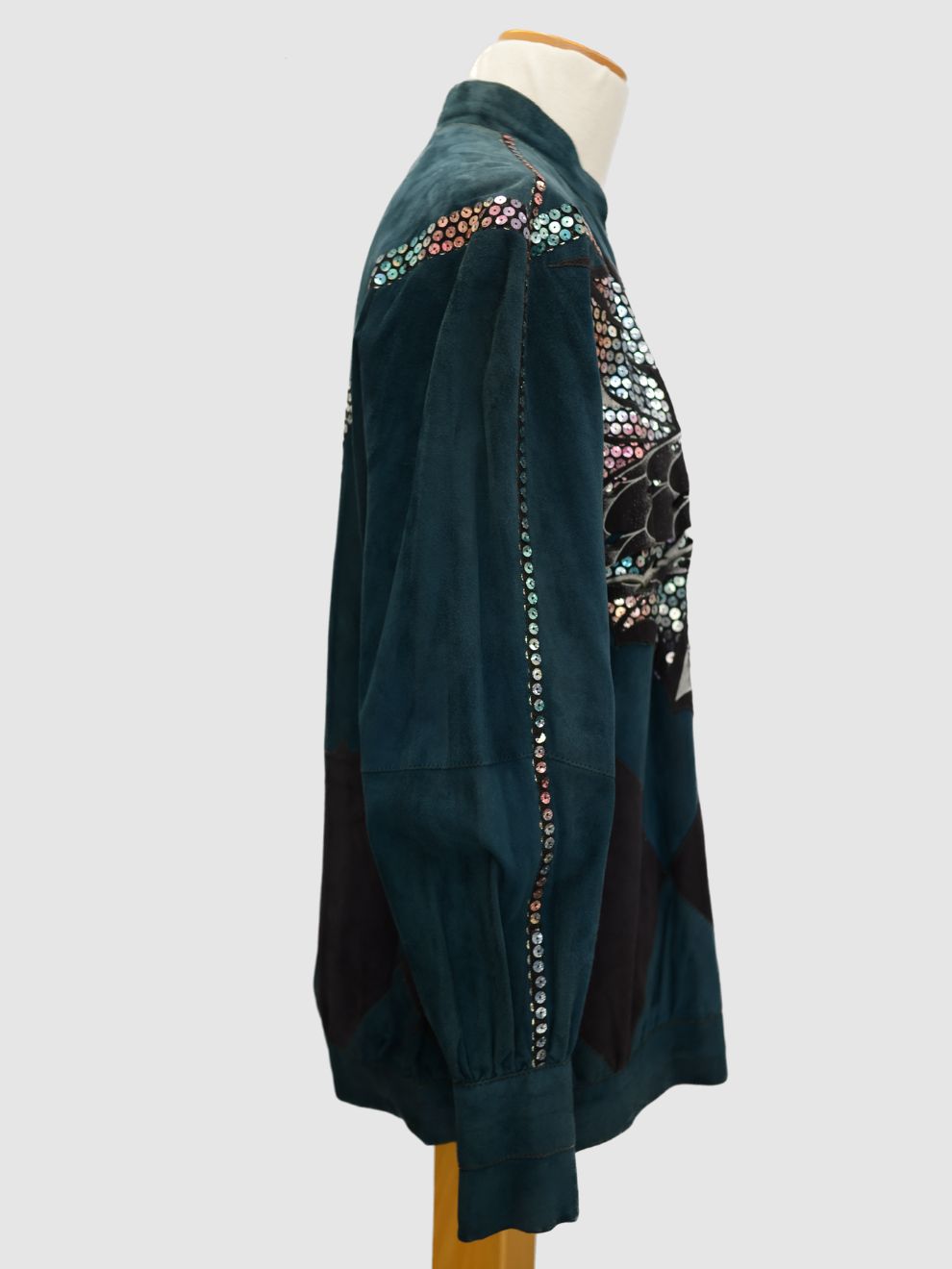 Petrolfarbene Vintage-Lederjacke von Roberto Cavalli