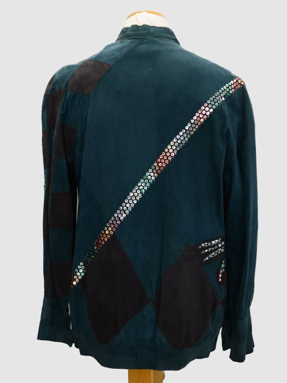 Petrolfarbene Vintage-Lederjacke von Roberto Cavalli