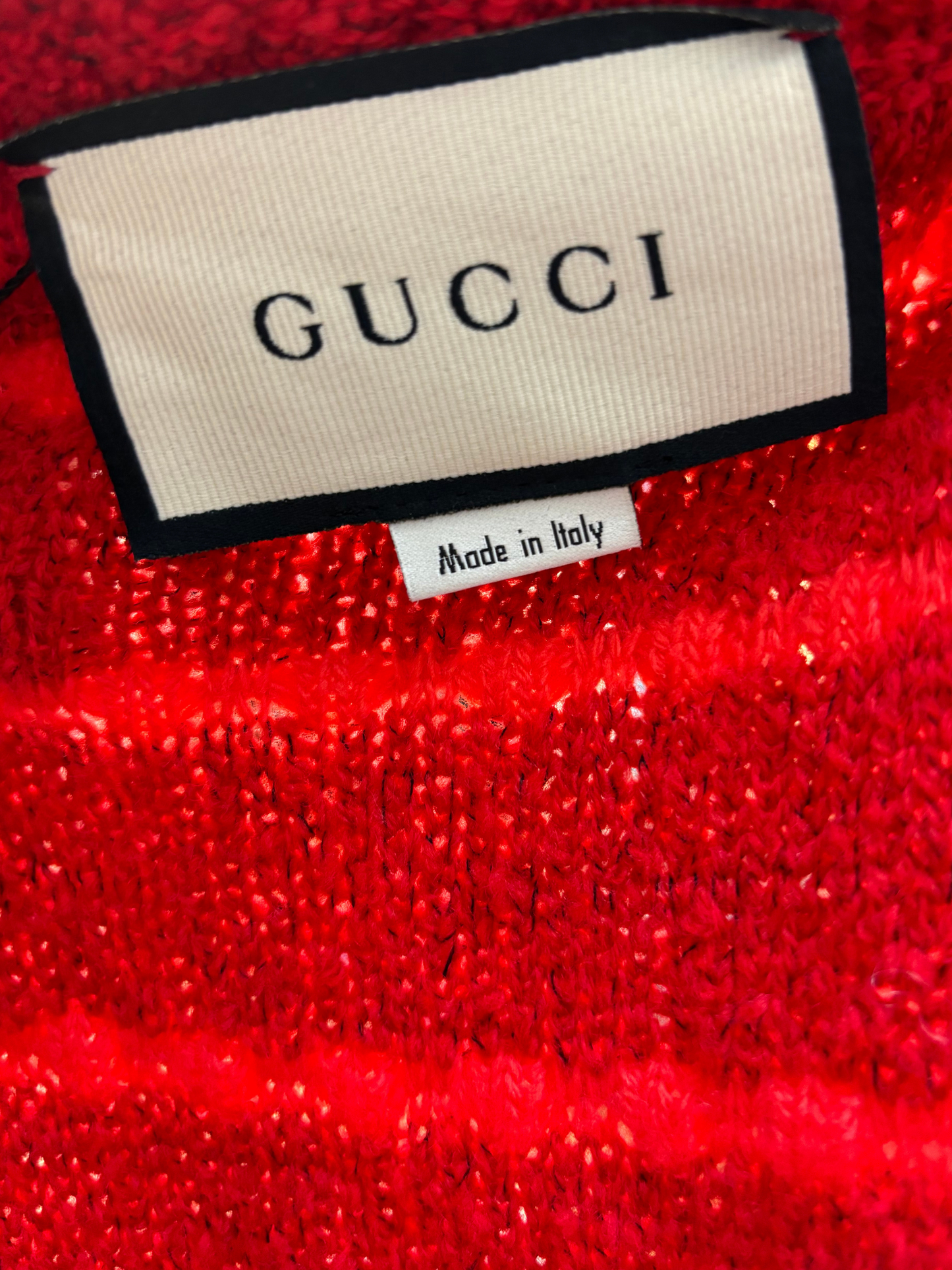 Rot-Orange gestreifter Strickmantel von Gucci