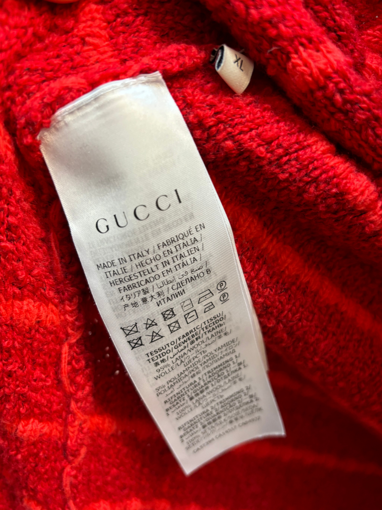 Rot-Orange gestreifter Strickmantel von Gucci
