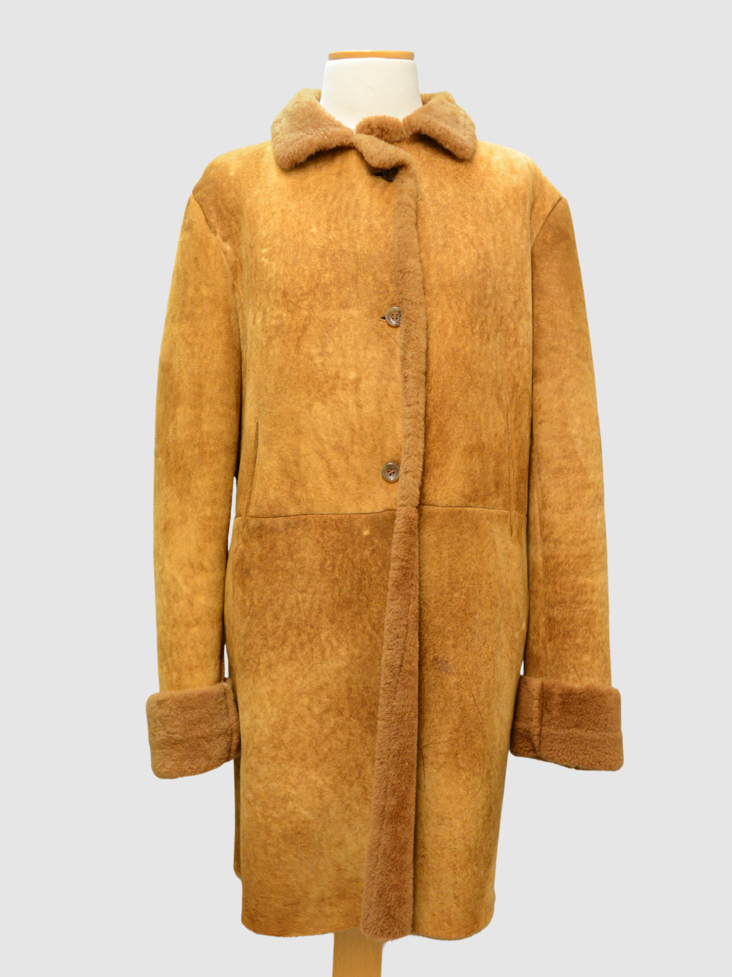 Brauner Vintage Lammfellmantel von Jil Sander