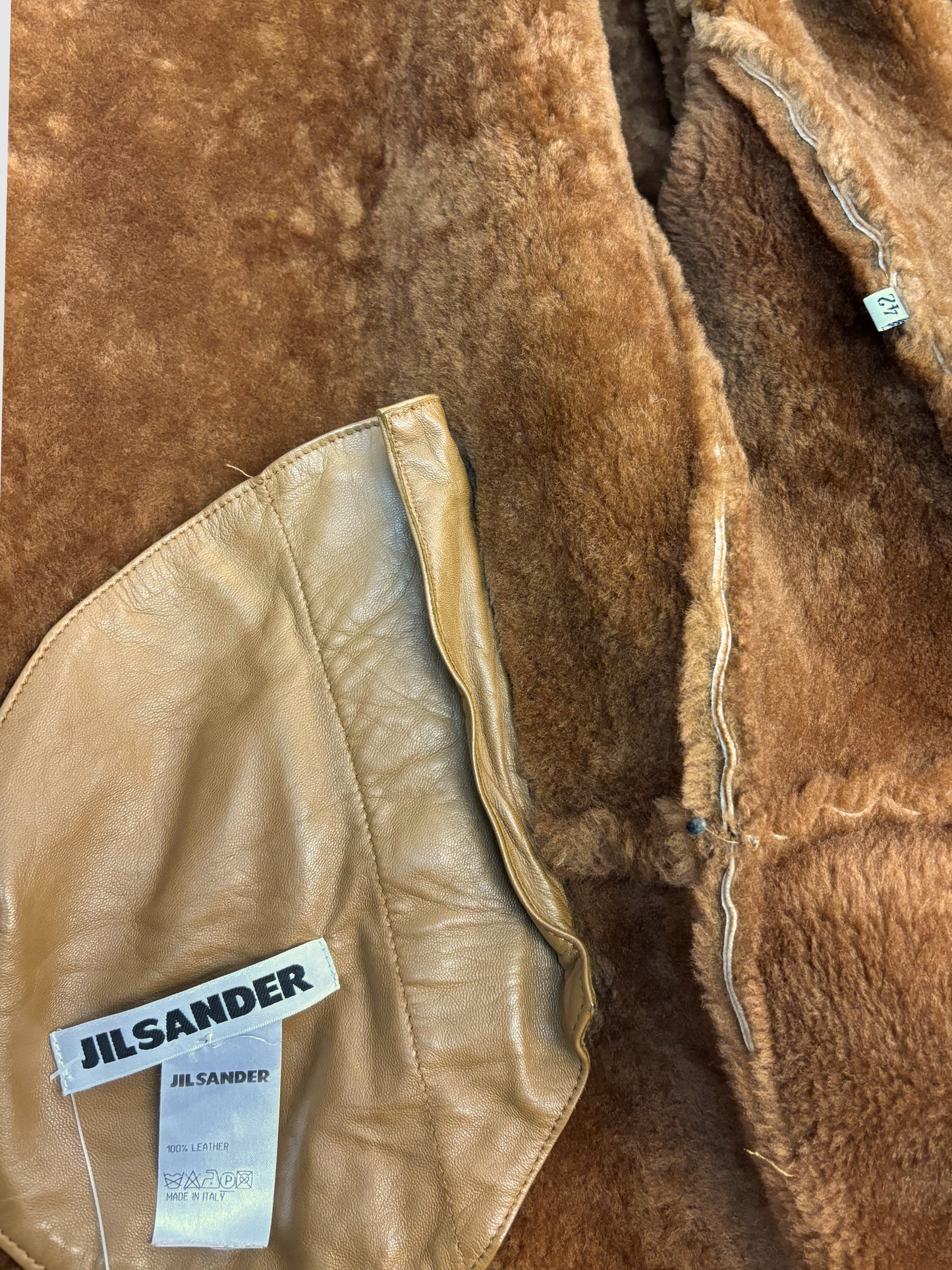 Brauner Vintage Lammfellmantel von Jil Sander