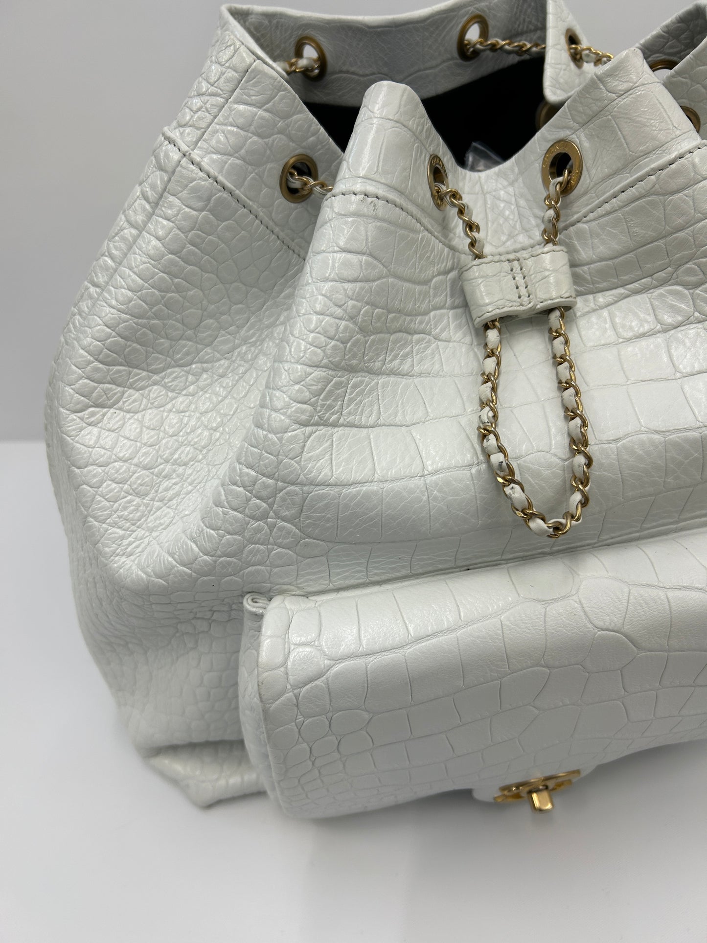 Weißer Lederrucksack von Chanel